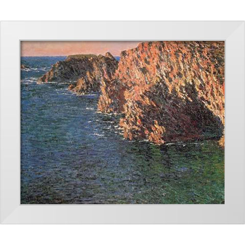 Cave At Port-Domois 1886 White Modern Wood Framed Art Print by Monet, Claude