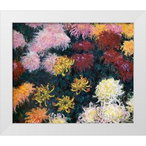Museumysanthemums White Modern Wood Framed Art Print by Monet, Claude