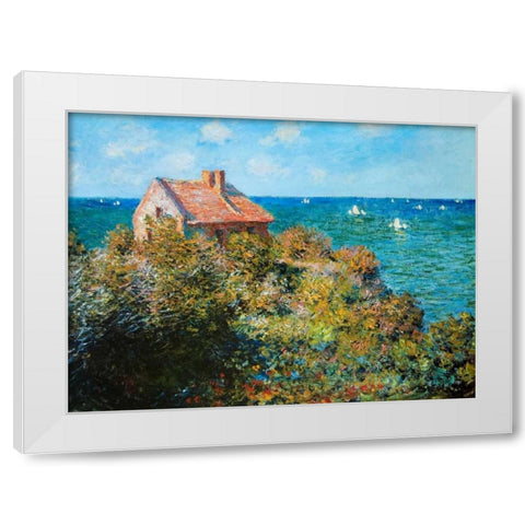Fishermans Cottage White Modern Wood Framed Art Print by Monet, Claude