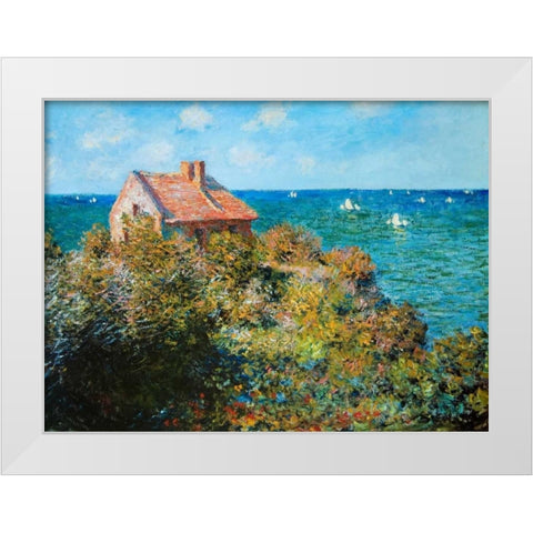 Fishermans Cottage White Modern Wood Framed Art Print by Monet, Claude