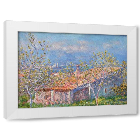 Gardeners House At Antibes White Modern Wood Framed Art Print by Monet, Claude