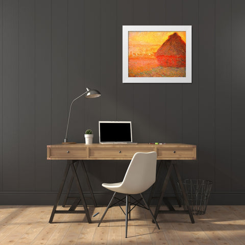 Haystack at Sunset 1891 White Modern Wood Framed Art Print by Monet, Claude