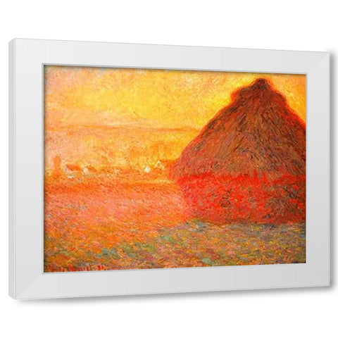 Haystack at Sunset 1891 White Modern Wood Framed Art Print by Monet, Claude
