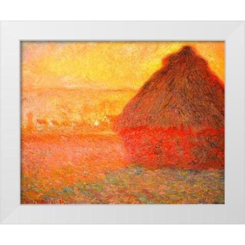 Haystack at Sunset 1891 White Modern Wood Framed Art Print by Monet, Claude