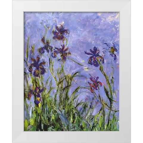 Irises (detail) White Modern Wood Framed Art Print by Monet, Claude