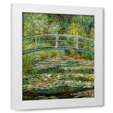 Japanese Bridge And Water Lilies - 1 White Modern Wood Framed Art Print by Monet, Claude