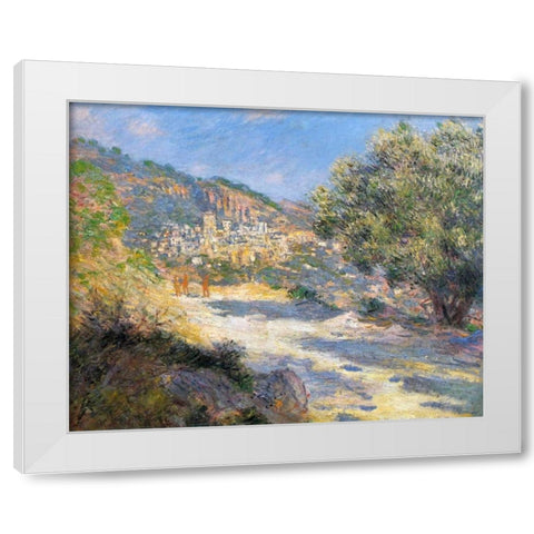 La Route De Monte-Carlo White Modern Wood Framed Art Print by Monet, Claude
