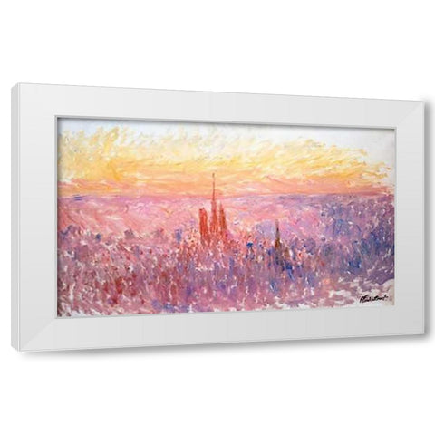 La Vue Generale De Rouen White Modern Wood Framed Art Print by Monet, Claude