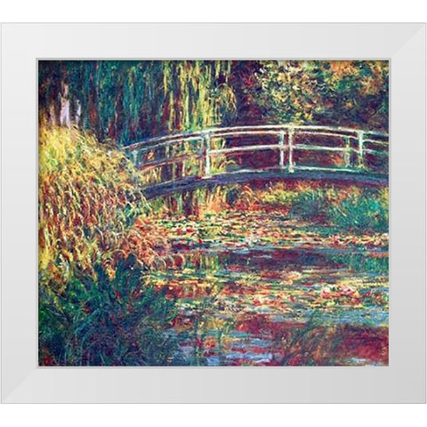 Le Bassin Aux Nympheas Harmonie Rose White Modern Wood Framed Art Print by Monet, Claude