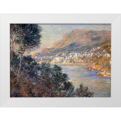 Monte Carlo vue de Cap Martin White Modern Wood Framed Art Print by Monet, Claude