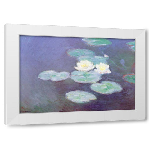 Nympheas Sunlight Effect II White Modern Wood Framed Art Print by Monet, Claude