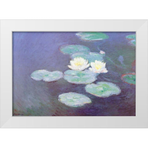 Nympheas Sunlight Effect II White Modern Wood Framed Art Print by Monet, Claude