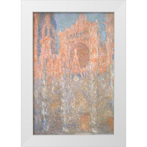 Rouen Cathedral 1892-93 White Modern Wood Framed Art Print by Monet, Claude