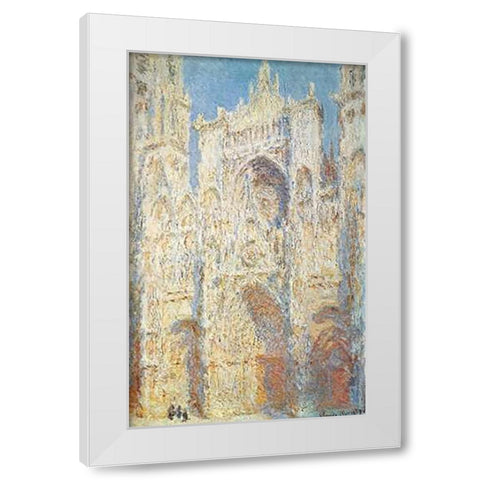 Rouen Cathedral West Facade Sunlight 1894 White Modern Wood Framed Art Print by Monet, Claude