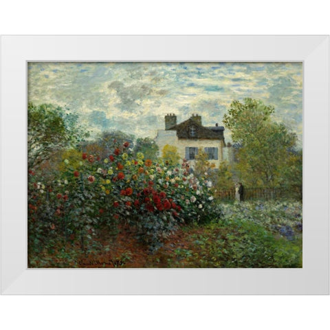 The Artists Garden At Argenteuil White Modern Wood Framed Art Print by Monet, Claude