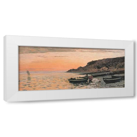 The Beach At Sainte-Adresse 1864 White Modern Wood Framed Art Print by Monet, Claude