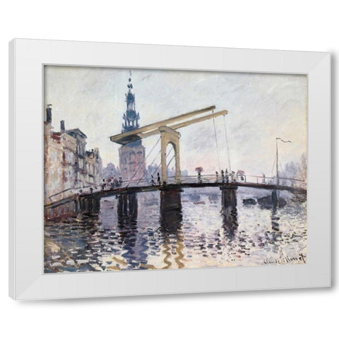 The Drawbridge Amsterdam 1874 White Modern Wood Framed Art Print by Monet, Claude