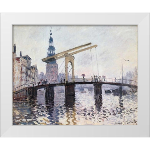 The Drawbridge Amsterdam 1874 White Modern Wood Framed Art Print by Monet, Claude