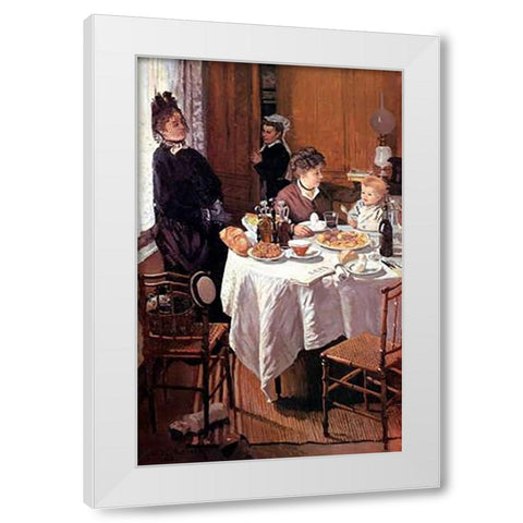 Luncheon (Le dejeuner), 1868 White Modern Wood Framed Art Print by Monet, Claude