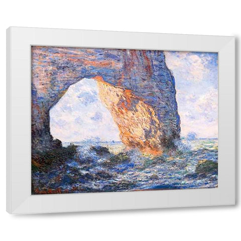 The Manneporte At Etretat 1883 White Modern Wood Framed Art Print by Monet, Claude