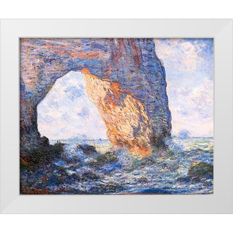 The Manneporte At Etretat 1883 White Modern Wood Framed Art Print by Monet, Claude