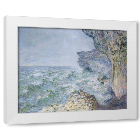 The Sea At Fecamp 1881 White Modern Wood Framed Art Print by Monet, Claude