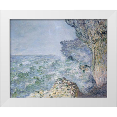 The Sea At Fecamp 1881 White Modern Wood Framed Art Print by Monet, Claude