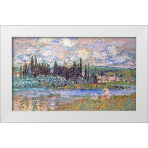 Vethuil Sur Seine White Modern Wood Framed Art Print by Monet, Claude
