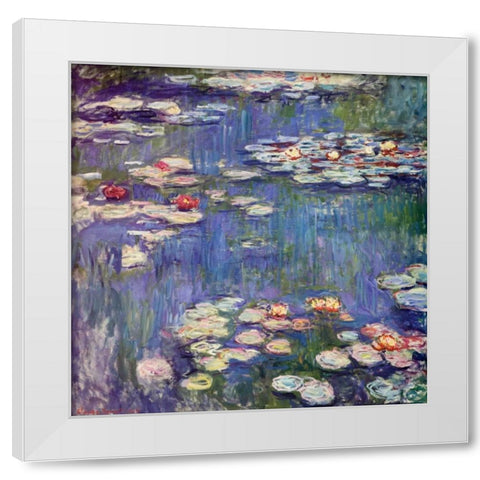 Water Lilies 1914 White Modern Wood Framed Art Print by Monet, Claude