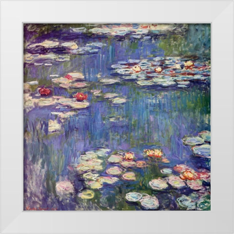 Water Lilies 1914 White Modern Wood Framed Art Print by Monet, Claude