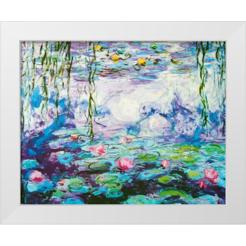 Waterlilies White Modern Wood Framed Art Print by Monet, Claude