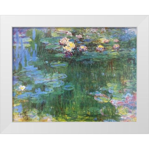 Waterlilies 1916 - 3 White Modern Wood Framed Art Print by Monet, Claude