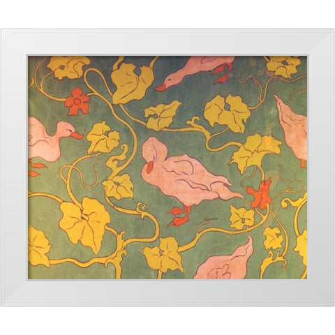 Les Canards Et Les Feuilles White Modern Wood Framed Art Print by Ranson, Paul