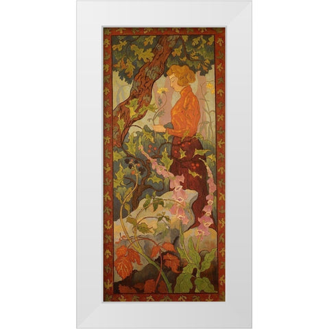 Les Digitales White Modern Wood Framed Art Print by Ranson, Paul