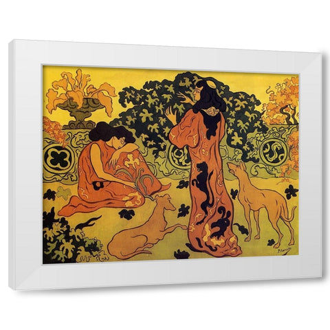 Les Princesses A La Terrasse White Modern Wood Framed Art Print by Ranson, Paul