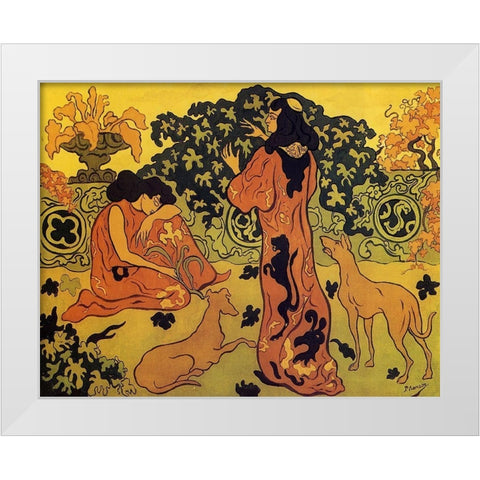 Les Princesses A La Terrasse White Modern Wood Framed Art Print by Ranson, Paul