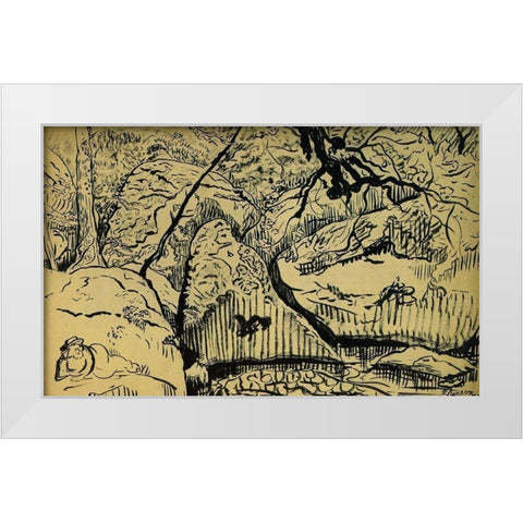 Paysage A Huelgoat White Modern Wood Framed Art Print by Ranson, Paul