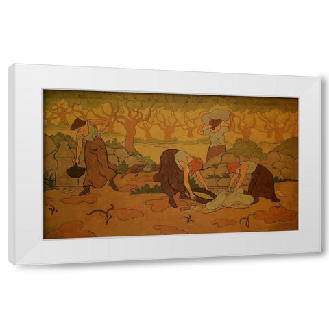 Quatre Femmes A La Fontaine White Modern Wood Framed Art Print by Ranson, Paul