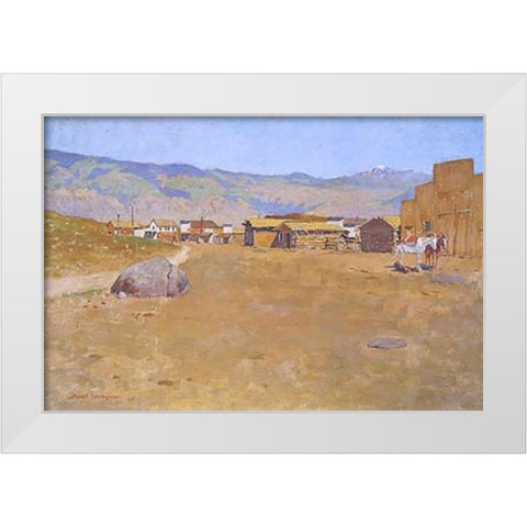 A Mining Town Wyoming White Modern Wood Framed Art Print by Remington, Frederic