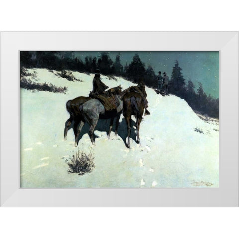 A Reconnaissance White Modern Wood Framed Art Print by Remington, Frederic