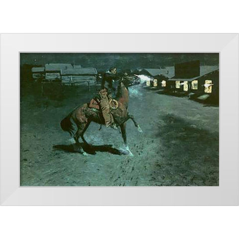 An Argument With The Town Marshal White Modern Wood Framed Art Print by Remington, Frederic