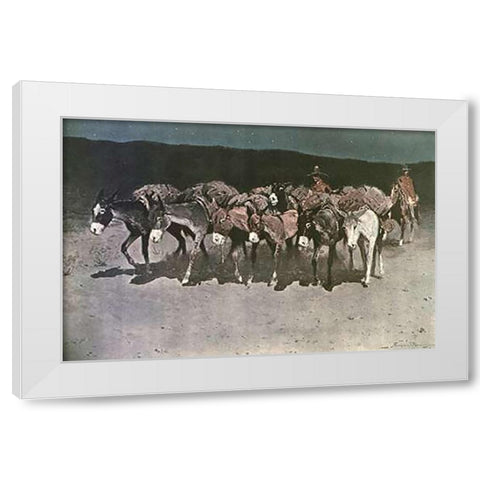 An Early Start For Market White Modern Wood Framed Art Print by Remington, Frederic