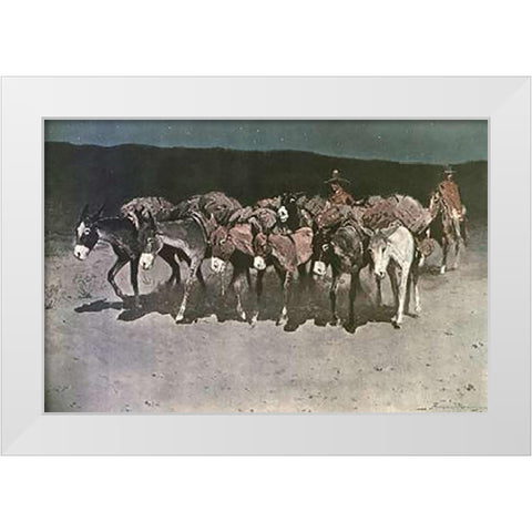 An Early Start For Market White Modern Wood Framed Art Print by Remington, Frederic