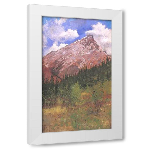 Banff Cascade Mountain White Modern Wood Framed Art Print by Remington, Frederic