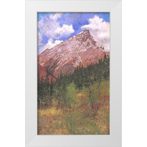 Banff Cascade Mountain White Modern Wood Framed Art Print by Remington, Frederic