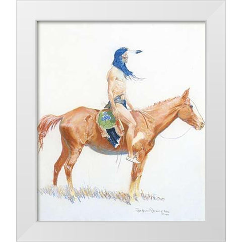Cheyenne Buck White Modern Wood Framed Art Print by Remington, Frederic