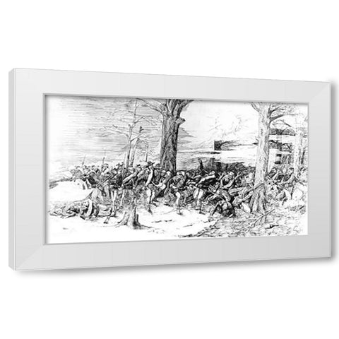 Civil War Battle Scene White Modern Wood Framed Art Print by Remington, Frederic