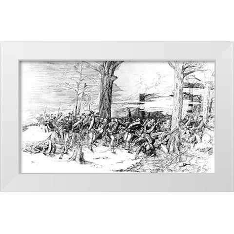 Civil War Battle Scene White Modern Wood Framed Art Print by Remington, Frederic