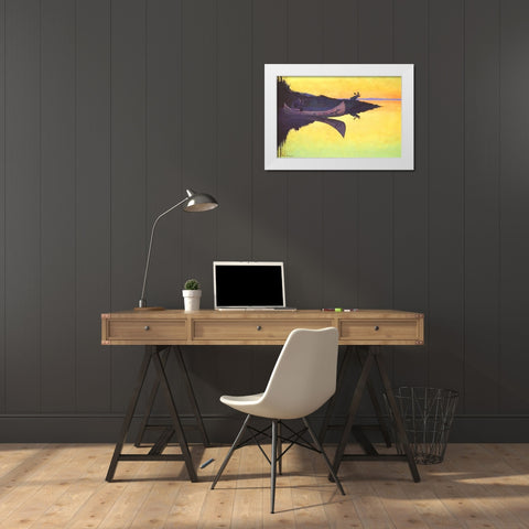 Coming To The Call White Modern Wood Framed Art Print by Remington, Frederic