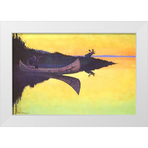 Coming To The Call White Modern Wood Framed Art Print by Remington, Frederic